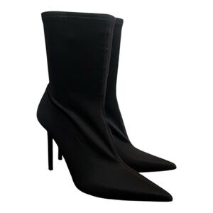 Zara Womens Ankle Boots 39 Stretch Fabric Stiletto Black 1110/010 Size US 8.5